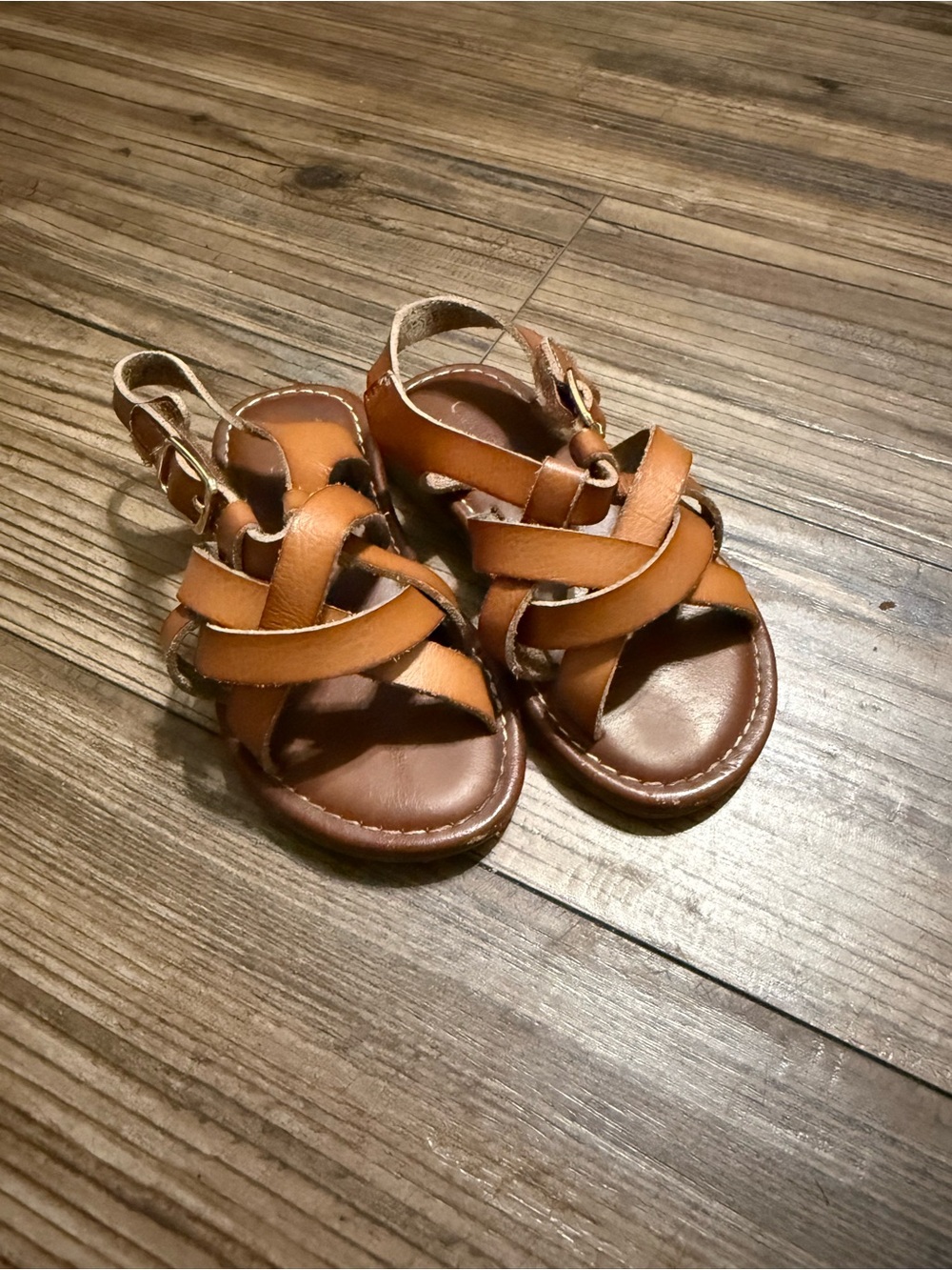 Classic Toddler Brown Leather Sandals